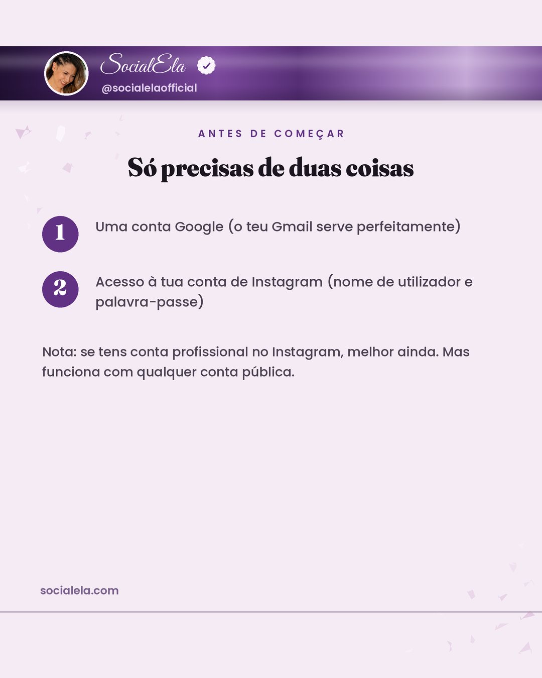 O que precisas antes de começar: conta Google e acesso ao Instagram