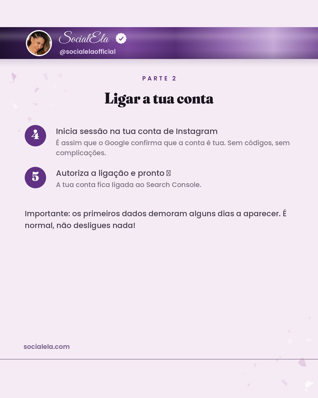 Iniciar sessão no Instagram e autorizar a ligação ao Google Search Console