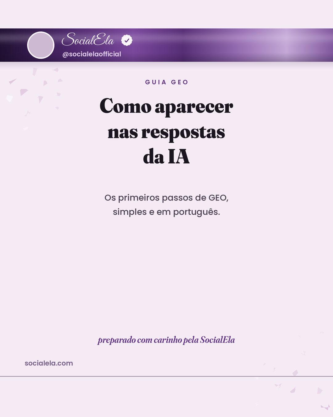 Capa do guia GEO da Social Ela: como aparecer nas respostas da IA