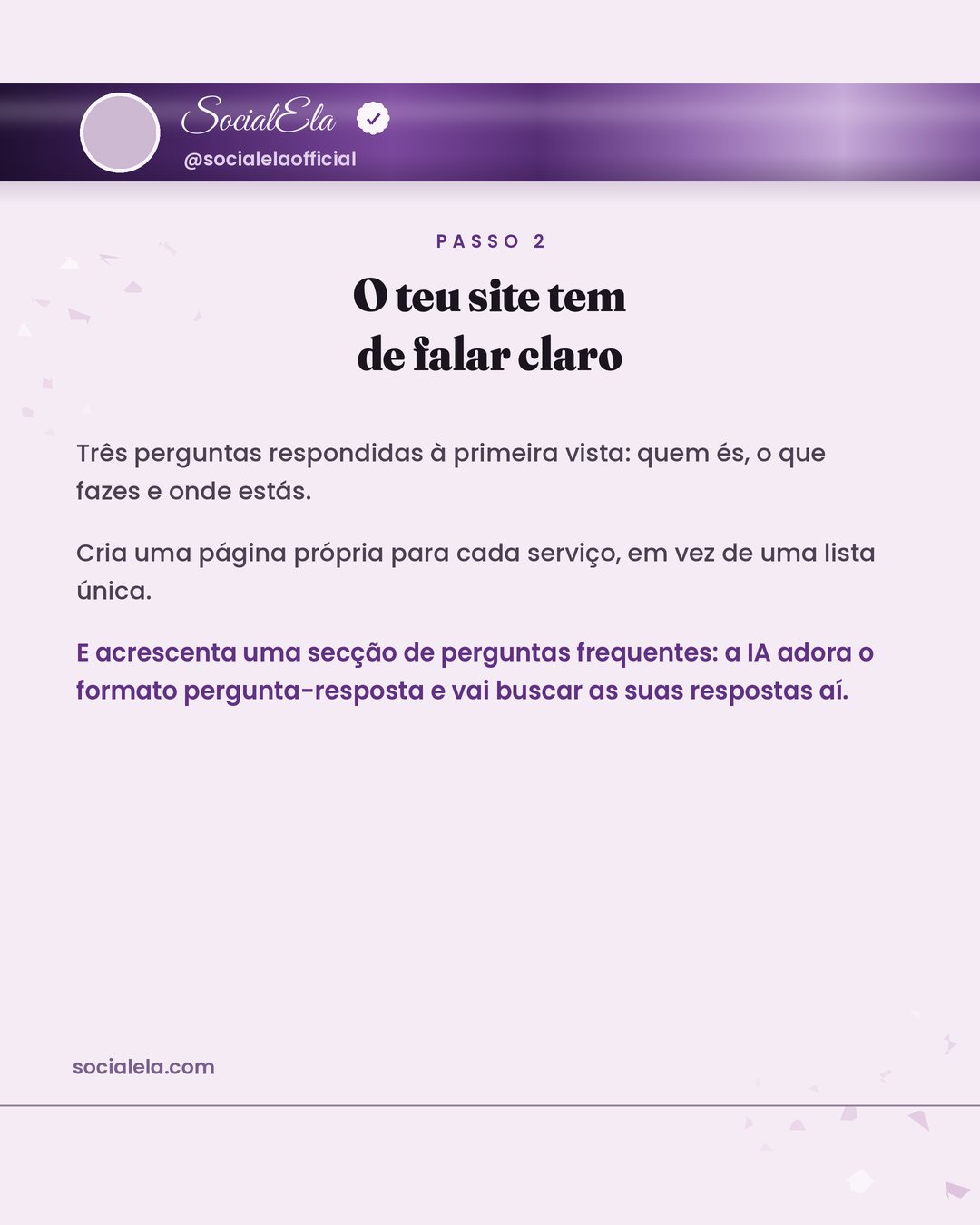 Passo 2: um site claro, com uma página por serviço e perguntas frequentes